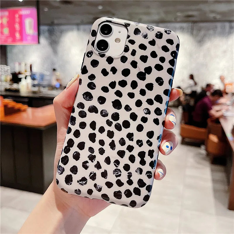 Luxury Marble Leopard Wave Point Case For iphone 13 Pro Max 12 11 XR X XS 7 8 Plus Bumper Soft Silicone Shockproof Back Cover