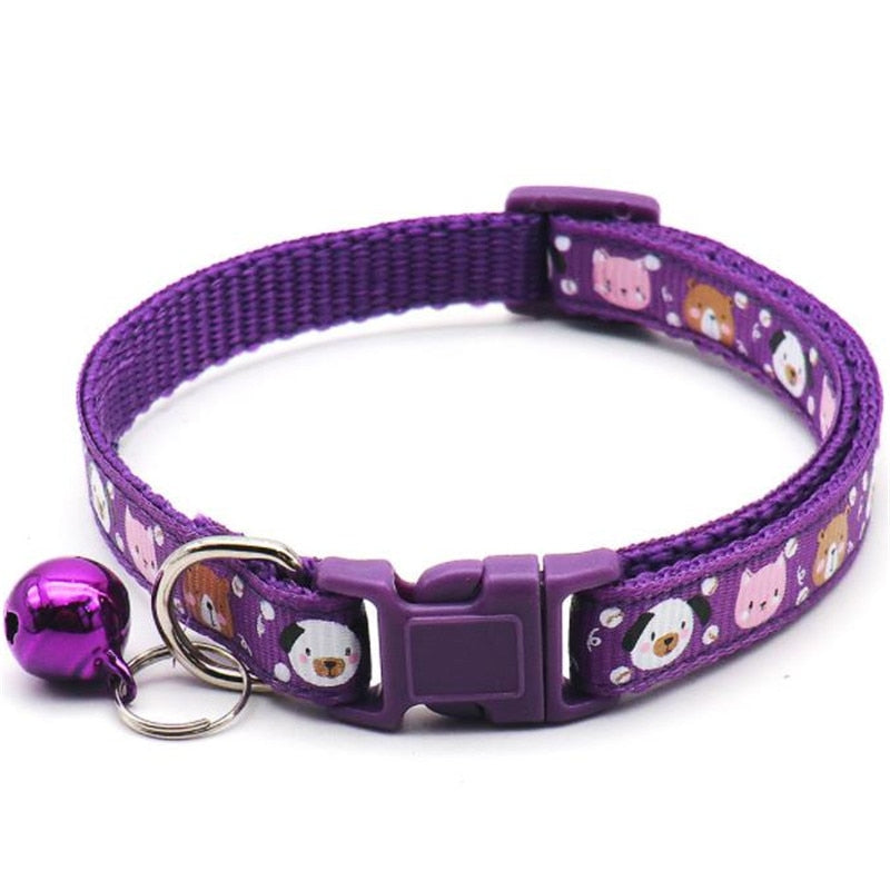 BlackPluss - Fashion Pet Dog Collar Colorful Pattern Dog Bear Cute Bell Adjustable Collars