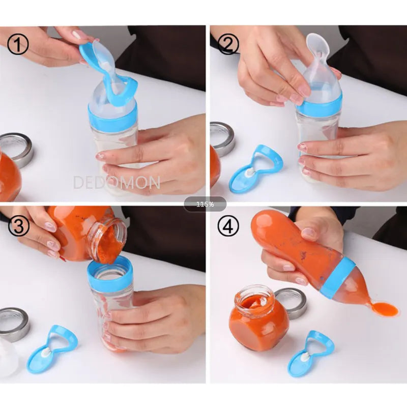BlackPluss - Squeezing Feeding Bottle Silicone Newborn Baby Training Rice Spoon Infant.