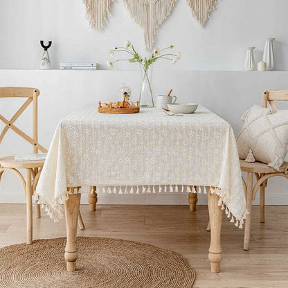 BlackPluss - Style Small Daisy Cotton Floral Tablecloth,Tea Table