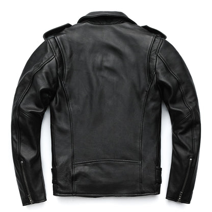 BlackPluss - Classical Motorcycle Jackets Men Leather Jacket 100% Natural Cowhide