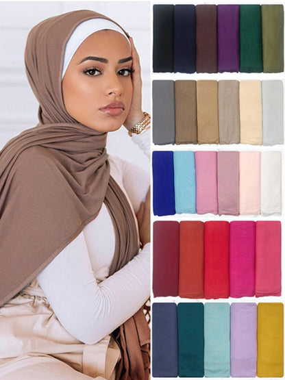 BlackPluss -  Cotton Jersey Hijab Scarf Women Muslim Shawl Plain Soft Turban Head Wraps