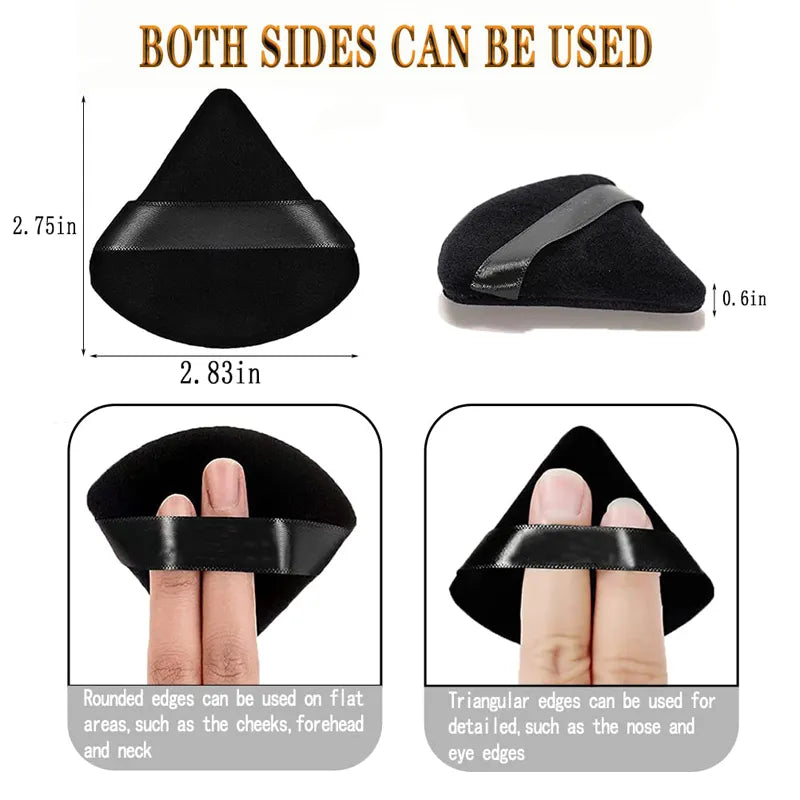 BlackPluss - 6 Pcs Velvet Triangle Powder Puff Make Up Sponges for Face Eyes Contouring Shadow Seal Cosmetic Foundation Makeup Tool