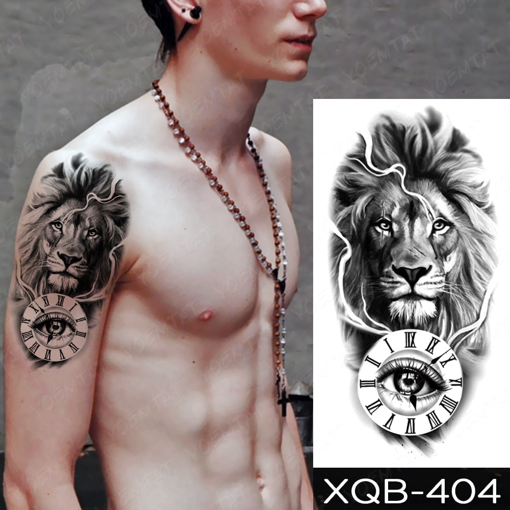 BlackPluss - Waterproof Temporary Tattoo Sticker Lion Family Flash Tatto Tiger Wolf