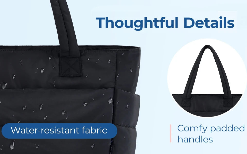 Blackpluss | Puffy Tote Bag for Women Big Square Cotton Padded Female Quilting Shoulder Purse Simple Daily Handbag Women's Bag