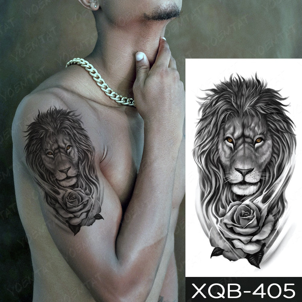 BlackPluss - Waterproof Temporary Tattoo Sticker Lion Family Flash Tatto Tiger Wolf