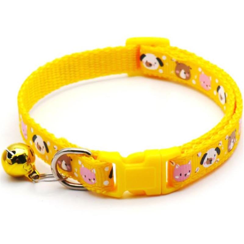 BlackPluss - Fashion Pet Dog Collar Colorful Pattern Dog Bear Cute Bell Adjustable Collars