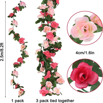 BlackPluss - 1pcs Artificial Flowers Vine 45pcs / 69pcs Rose DIY Wedding Decoration