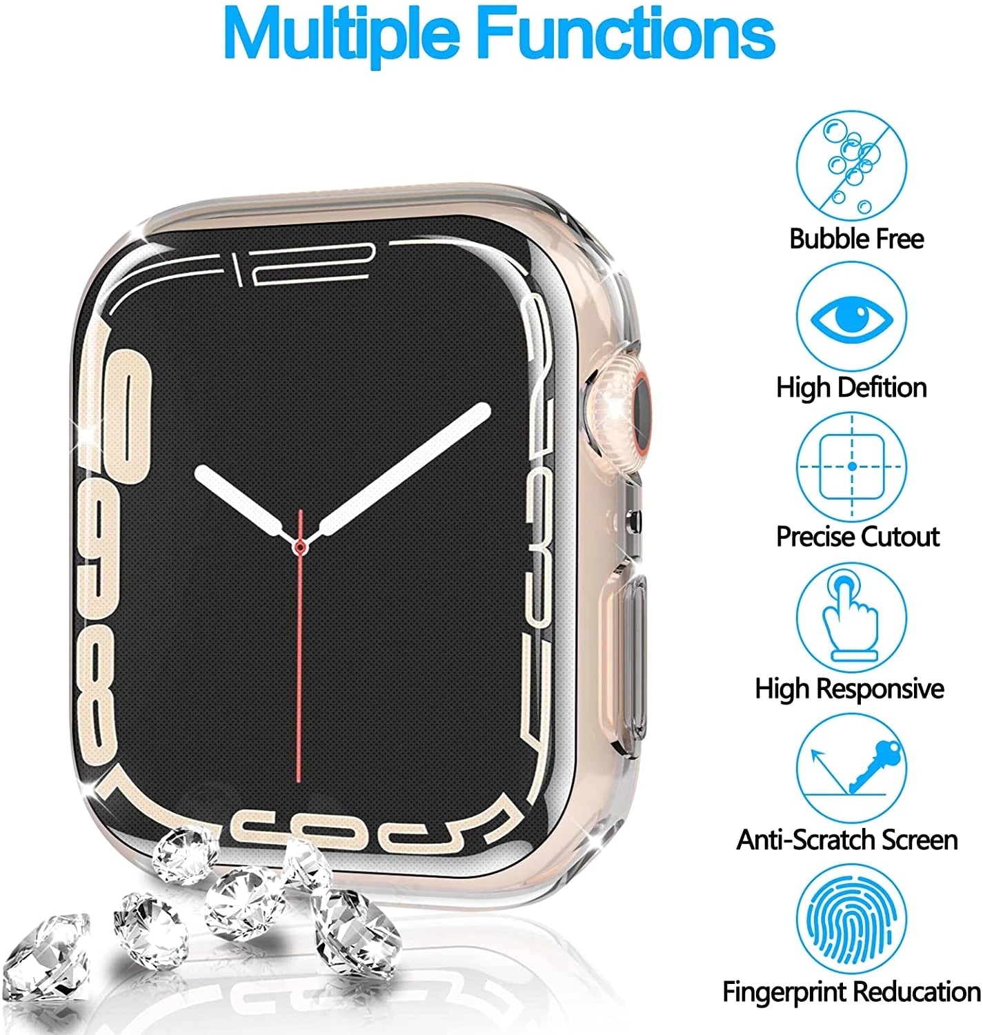 BlackPluss - Cover for Apple watch case around TPU Clear Protector Bumper Apple watch.