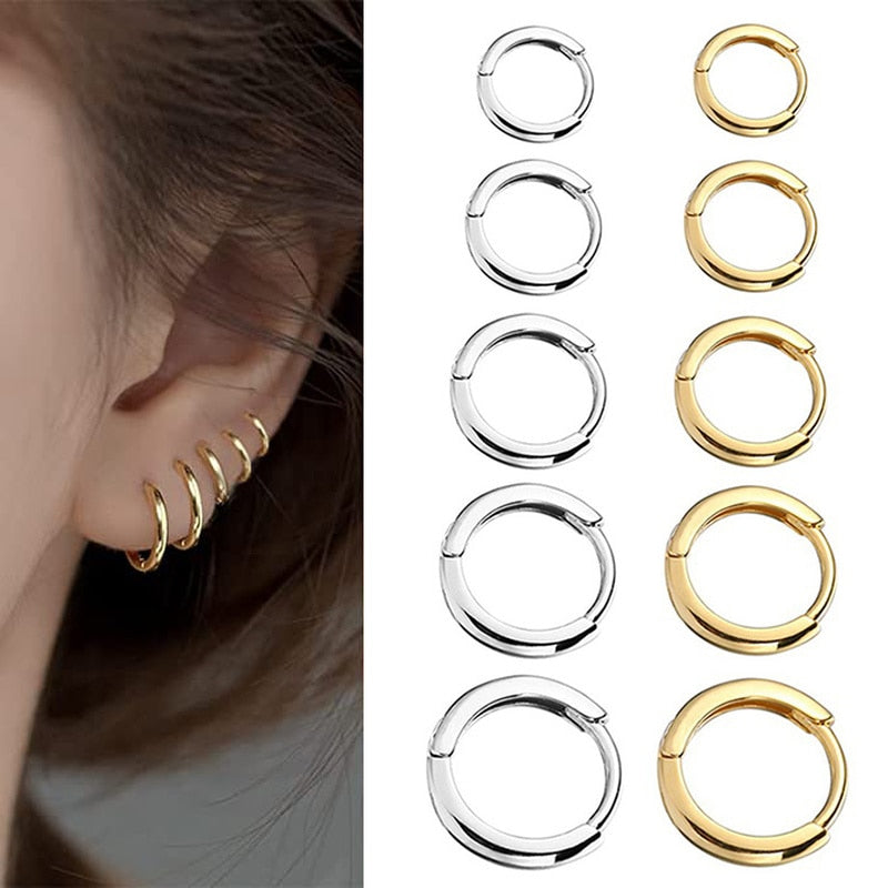 BlackPluss -  Hoop Earrings Stainless Steel Small Ear Piercing Jewelry