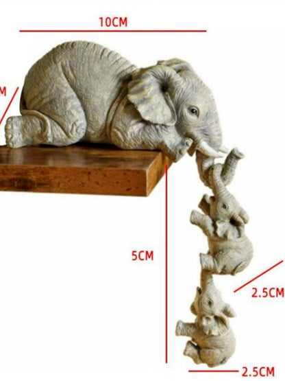 BlackPluss - 3pcs/set Cute Elephant Figurines Elephant Holding Baby Elephant Resin Crafts