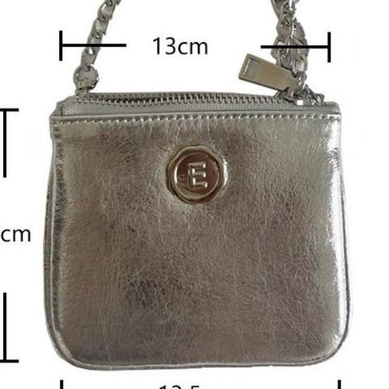 Black Pluss - Mini Shoulder Bags PU Black Silver Zipper Cross Body.