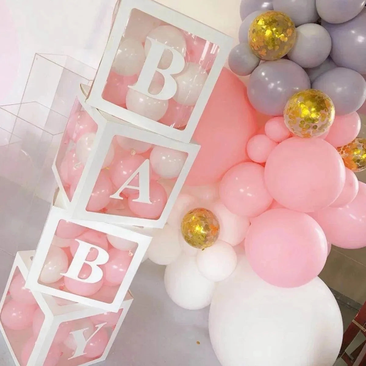 BlackPluss - 27/25cm Custom Transparent Letter Box A-Z Baby Shower Girl 1st Birthday Party