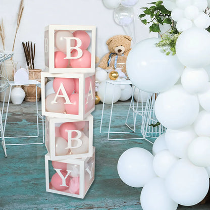 BlackPluss - 27/25cm Custom Transparent Letter Box A-Z Baby Shower Girl 1st Birthday Party
