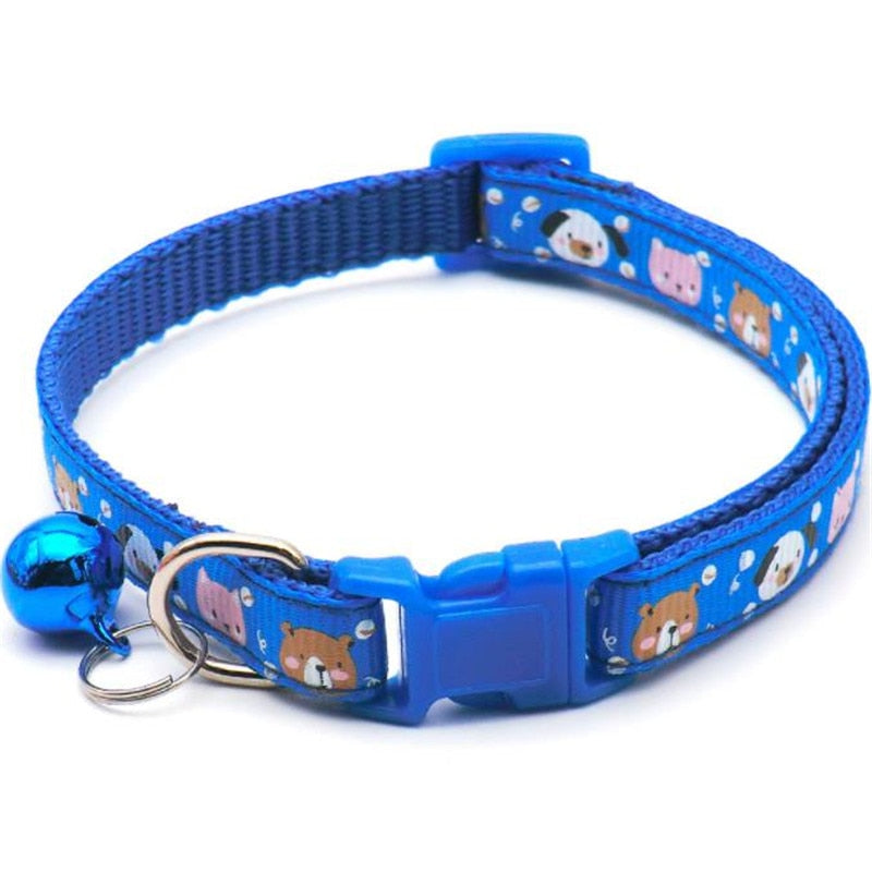 BlackPluss - Fashion Pet Dog Collar Colorful Pattern Dog Bear Cute Bell Adjustable Collars