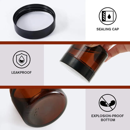 BlackPluss | 10pcs 5g-50g Amber Brown Glass Cosmetic Jar Face Cream Bottles Portable Travel Face Cream Cosmetic Container Accessories