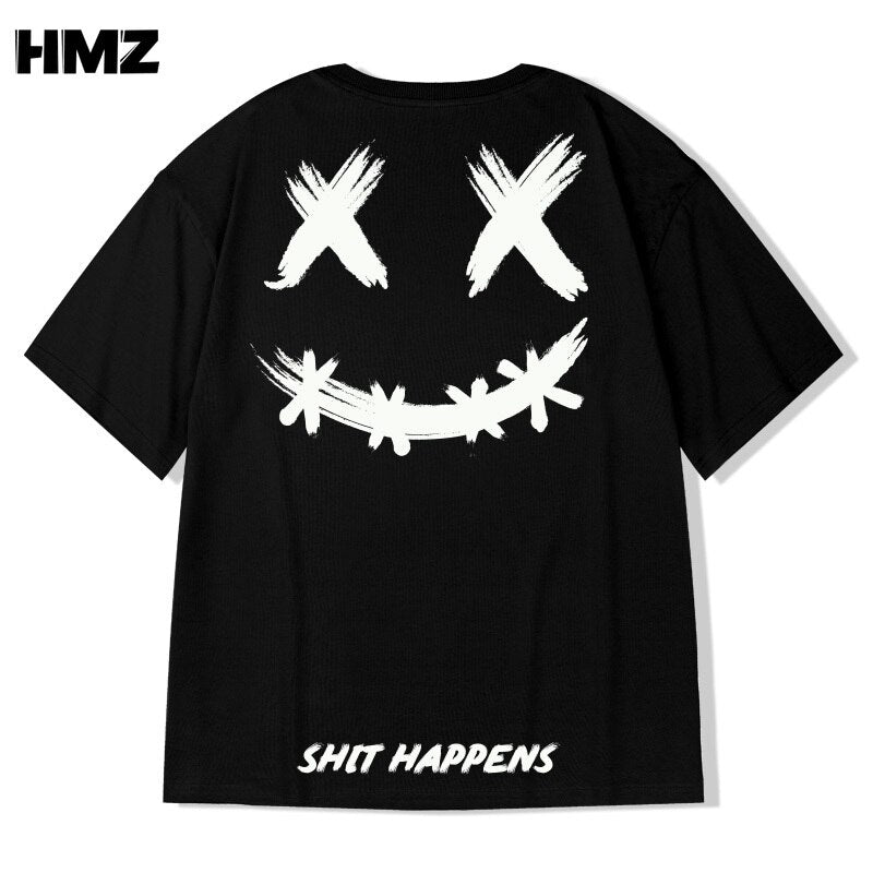 BlackPluss -  T Shirt Streetwear Men Oversize Hip Hop T-Shirt Smile Print.