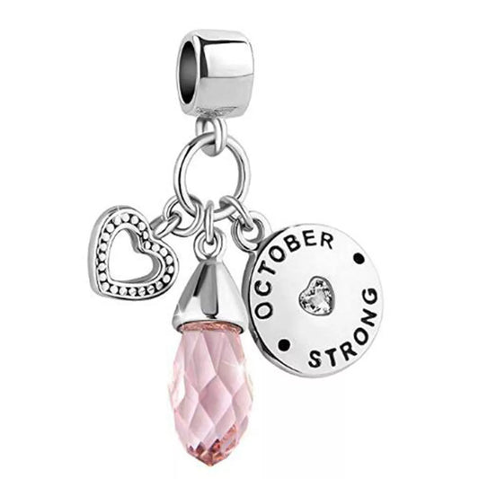 BlackPluss - Heart Love Birthday Pink Birthstone Charm Beads Fit Pandora  Charm Bracelet Female Genuine DIY Jewelry Making