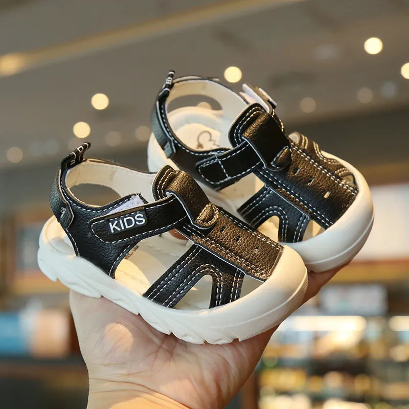 BlackPluss - Summer Infant Sandals Baby Girls Boys Anti-collision Toddler Shoes Soft Bottom Genuine Leather Kids Children Beach Sandals