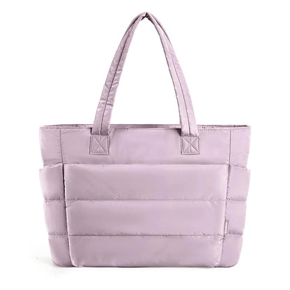 Blackpluss | Puffy Tote Bag for Women Big Square Cotton Padded Female Quilting Shoulder Purse Simple Daily Handbag Women's Bag