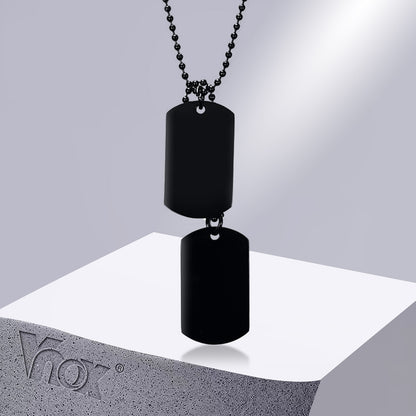 BlackPluss - Stainless Steel Double Tag Necklace for High Polished Pendant.