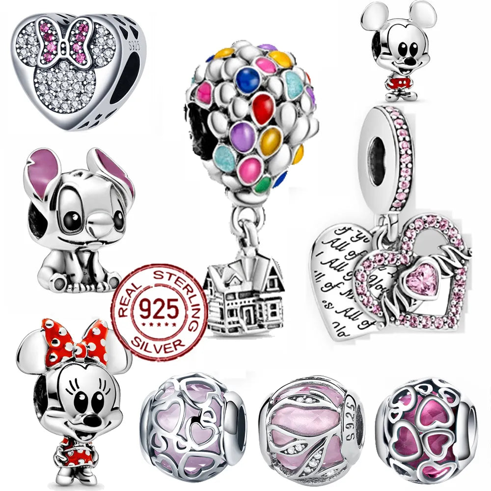 BlackPluss - plata ley 925 Sterling Silver Bear Balloon Mom Beads Charm Fit Original Pandora Bracelets Charm For Women Jewelry DIY Gift