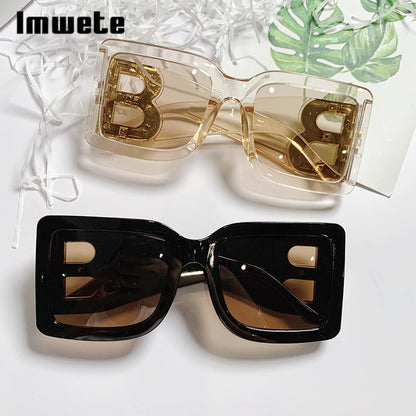 BlackPluss - Oversized Square Sunglasses Women Retro Black Gradient Sun Glasses.