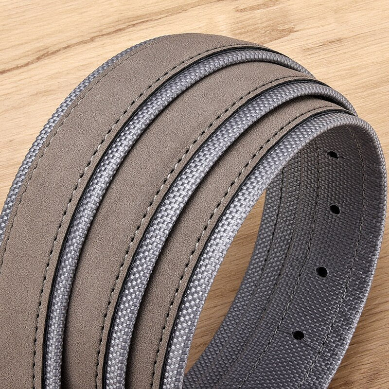 BlackPluss - Men Oxford Fabric Suede Leather Belt High-Quality Genuine.