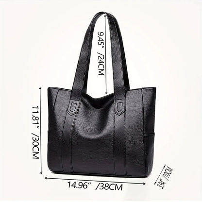 Blackpluss | Vintage Large Capacity Tote Bag, Retro Vegan Shoulder Bag, Women's Casual Handbag