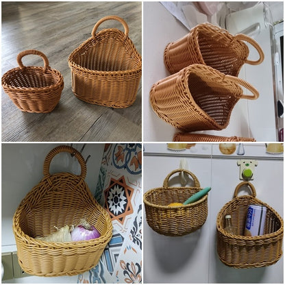 BlackPluss - Kitchen Storage Basket with Handle Woven Hanging Baskets