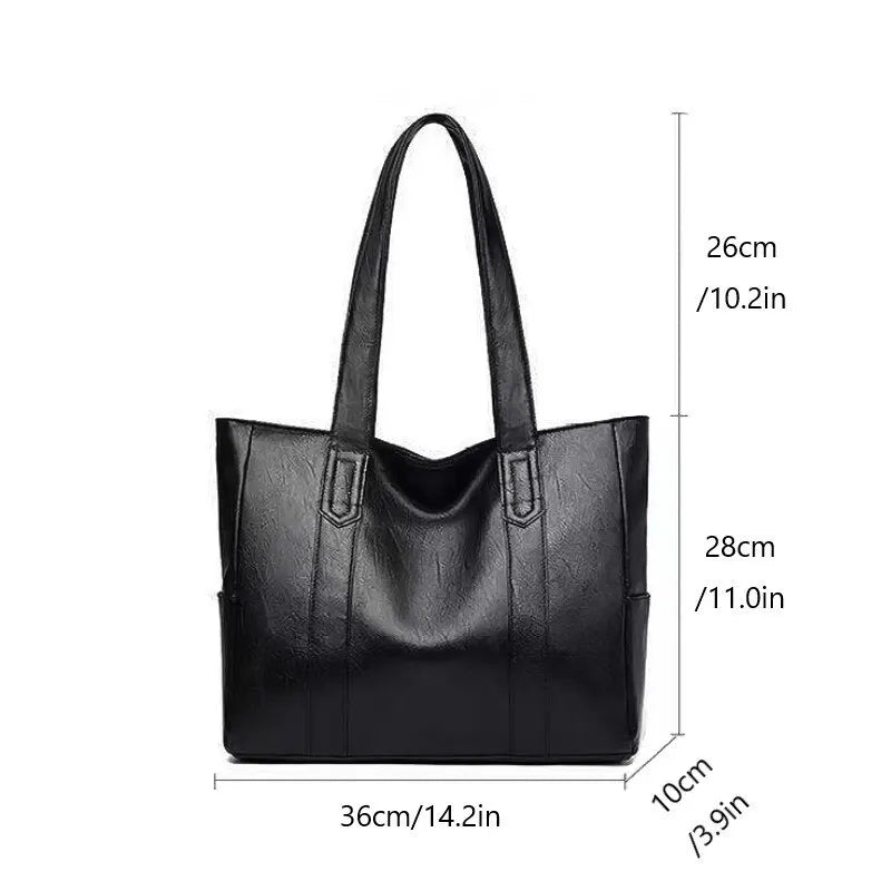 Blackpluss | Vintage Large Capacity Tote Bag, Retro Vegan Shoulder Bag, Women's Casual Handbag