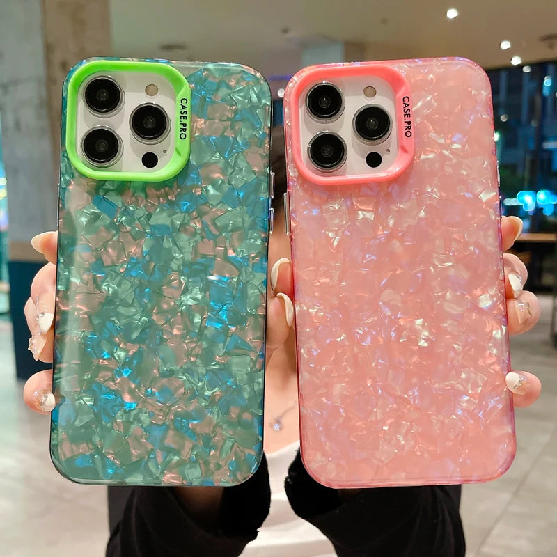 Luxury Colorful Shell Pattern Phone Case For iPhone 11 12 13 14 15 Pro Max 15plus Shockproof Fashion Beautiful Protective Shell