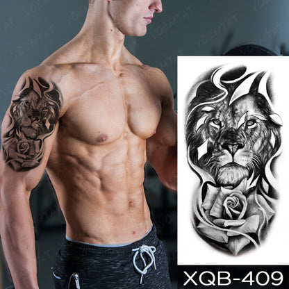 BlackPluss - Waterproof Temporary Tattoo Sticker Lion Family Flash Tatto Tiger Wolf