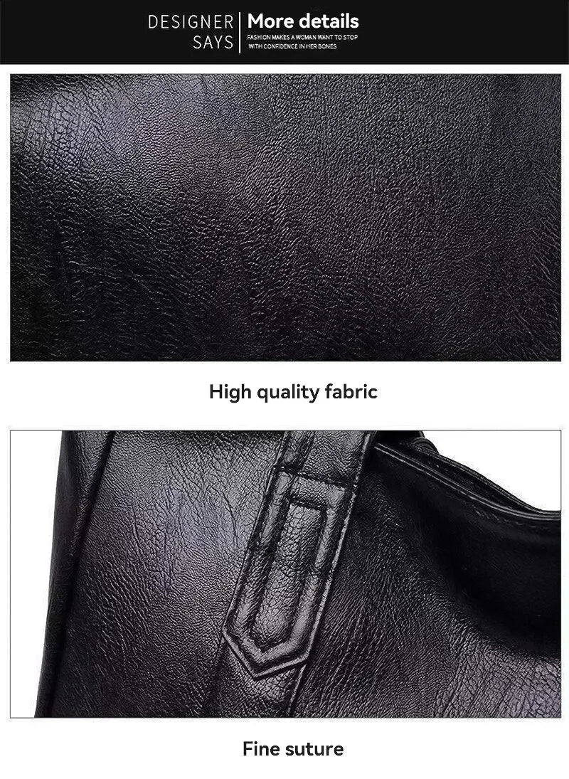 Blackpluss | Vintage Large Capacity Tote Bag, Retro Vegan Shoulder Bag, Women's Casual Handbag