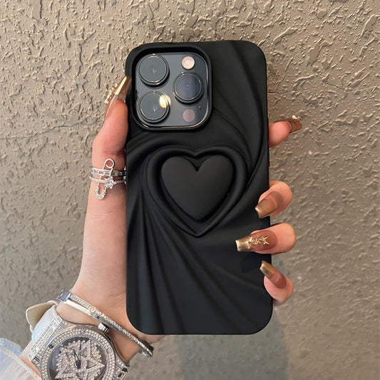 3D Love Heart Creative Phone Case For iphone 15 14 13 12 11 Pro Max  Soft TPU Fashion Matte Candy Colorful Shockproof Back Cases