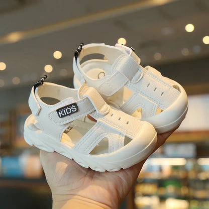 BlackPluss - Summer Infant Sandals Baby Girls Boys Anti-collision Toddler Shoes Soft Bottom Genuine Leather Kids Children Beach Sandals