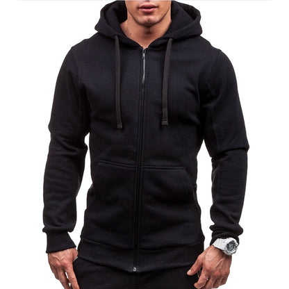 BlackPluss - Zipper Hoodie Men Sweatshirt Solid Color